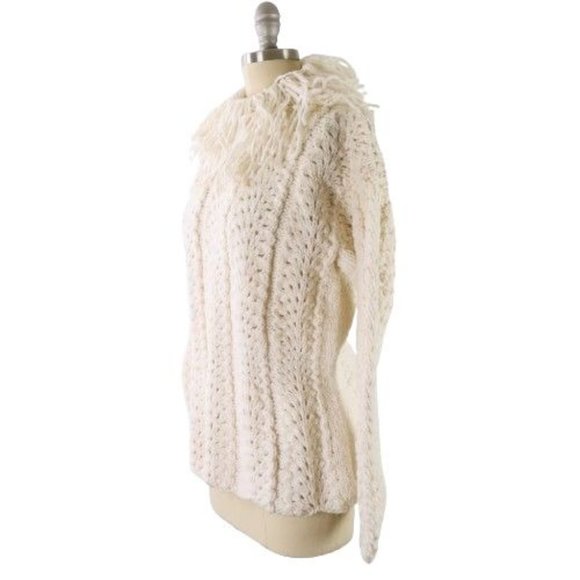 NWT The Sweater Venture Off-White Oliva in Desigual Wool Fringe Neckline Sweater - Picture 2 of 5